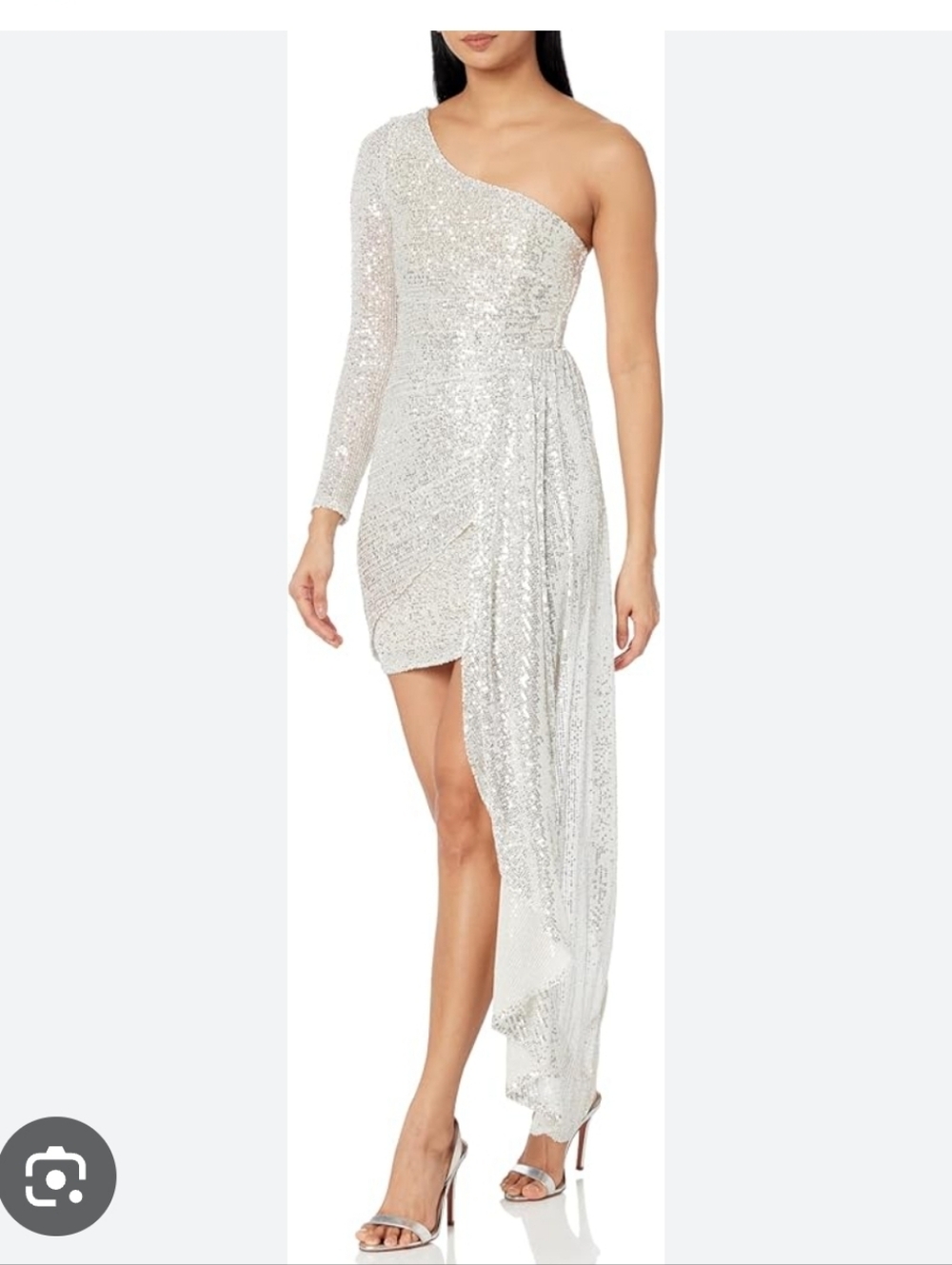 Speechless Ivory Silver Sequin One Shoulder Dress Size 13 Juniors Bodycon Party